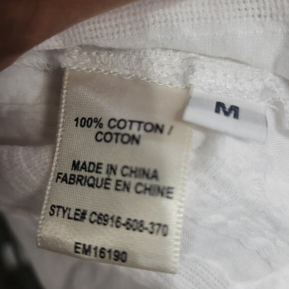 Cloth Stone One Shoulder Dress White Mini Shift Ruffle Textured Cotton Medium - Picture 14 of 14